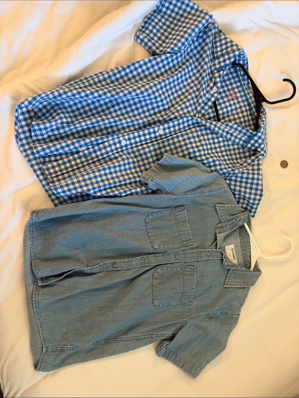 Kids Chambray Button-Down Shortsleeve Shirt - Light Blue never worn